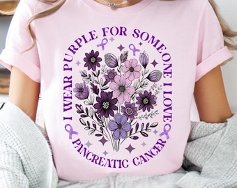 Ich trage Lila für jemanden, den ich liebe Shirt, Bauchspeicheldrüsenkrebs Bewusstsein T-Shirt, Bauchspeicheldrüsenkrebs Unterstützung T-Shirt, Lila Band Sweatshirt