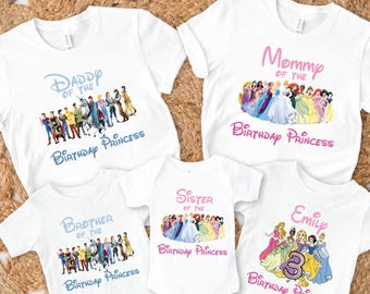 Camiseta de princesa de cumpleaños familiar, camiseta del equipo de princesas de Disney, suéter para fiesta de cumpleaños, sudadera de niña de cumpleaños de Disney, camiseta a juego para toda la familia