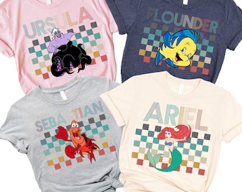 Disney The Little Mermaid Shirt, Little Mermaid Characters Sweater, Ariel Princess Tee, Disney Family Matching T-Shirt, WDW Family Trip Tee