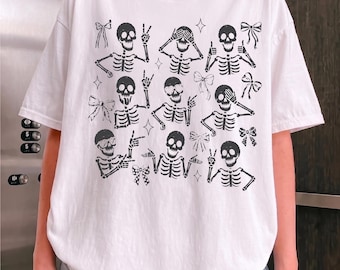 Halloween Skeleton Shirt, Comfort Colors® Spooky Graphic Tee, Goth T-Shirt