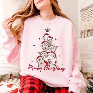 Merry Christmas Cat Shirt, Meowy Christmas Sweatshirt, Santa Cat Sweater, Funny Christmas Cat T-Shirt, Gift For Cat Lover, Xmas Cat Shirt