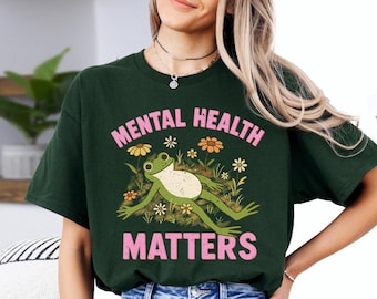 Sudadera de rana con mensaje de salud mental, camiseta de autocuidado, suéter inspirador, camiseta de salud mental, camiseta de vibras positivas, suéter para la ansiedad