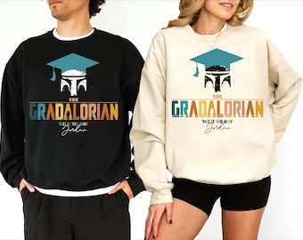 Maglietta Gradalorian, maglietta personalizzata per laureati di Star Wars, maglietta per laureati di The Mandalorian, felpa per laureati dell'ultimo anno