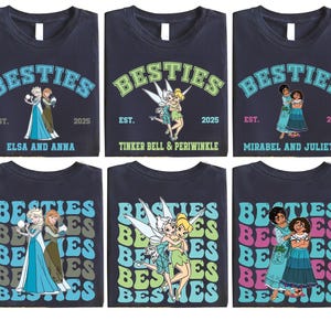 four t - shirts with cartoon characters on them