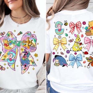 Winnie The Pooh Easter Bow Shirt, Disney Happy Easter Sweater, Bunny Pooh And Friends Tee, Pooh Easter Eggs Sweatshirt, Magic Kingdom Shirt