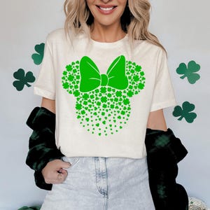 Minnie St. Patrick&#39;s Day Shirt, Shamrock Minnie Head Sweatshirt, Lucky Minnie Tee, Minnie Irish Day Sweater, Disney Lucky Vibes Tee