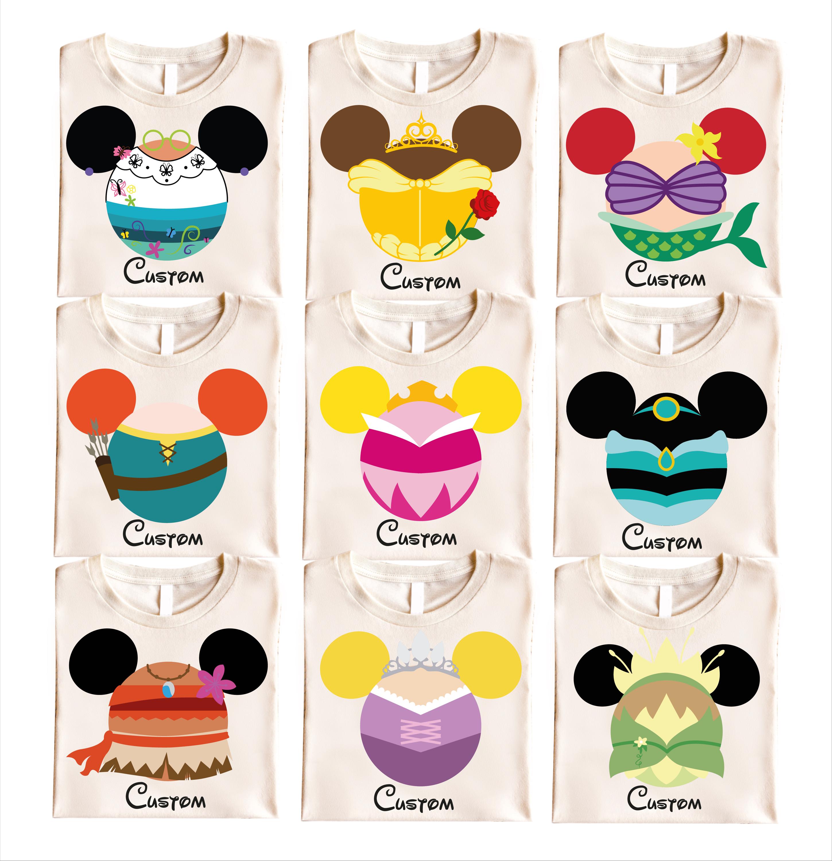 Disney Princess Mickey Head Shirt, Custom Princess T-Shirt, Princess Group Sweatshirt, Magic Kingdom Sweater, Disney Characters Sweatshirt