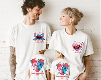 Anpassad Stitch Angel Alla hjärtans dag-tröja, Stitch Angel-tröja för par, Stitch Love-tröja, söt Stitch Alla hjärtans dag-tröja, Alla hjärtans dag-present