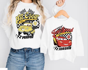 Koszulka urodzinowa z motywem Auta, koszulka urodzinowa Disneya, pasująca koszulka urodzinowa dla całej rodziny, sweter urodzinowy z motywem Auta na 4. urodziny, bluza urodzinowa Crew