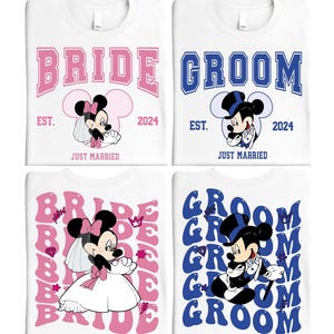 Camiseta de novios de Disney, suéter de recién casados, camiseta de boda de Mickey Minnie, camiseta de fiesta de boda de Disney, camiseta de viaje de luna de miel de Disney