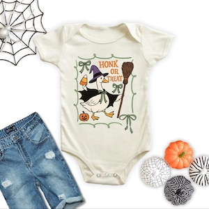 Honk or Treat Shirt, Goose Halloween Sweater, Spooky Season Sweatshirt, Silly Goose Shirt, Funny Halloween Sweater, Witch Goose T-Shirt