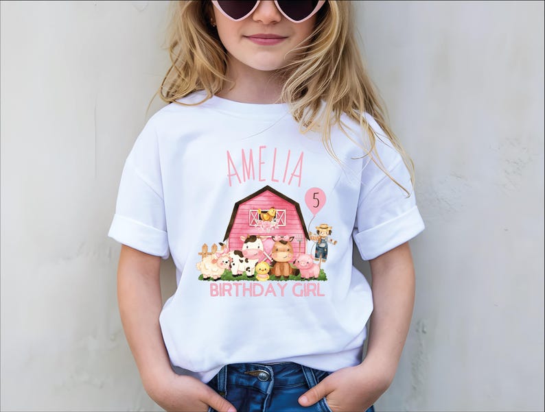 Farm Birthday Gril Shirt, Birthday Barnyard T-Shirt, Farmhouse Birthday Tee, Farm Animal Shirt, Birthday Girl Toddler Sweater, Farm Girl Tee