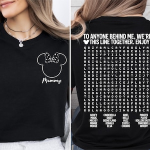 Disney Waiting In Line Puzzle Shirt, Mickey Minnie Crossword T-Shirt, Family Matching Tee, WDW Family Trip Sweater, Disney Mom Dad Shirt