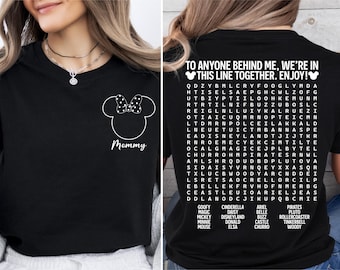 Camiseta de rompecabezas de Disney "Esperando en la fila", camiseta de crucigramas de Mickey y Minnie, camiseta familiar a juego, suéter de viaje familiar de WDW, camiseta de Disney para mamá y papá