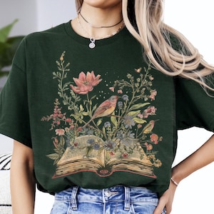 Book Flowers Shirt, Reading Book Tee, Book Lover Sweater, Minimalist Flower Shirt, Floral Book Tee, Librarians Shirt, Flowers Bookworm Tee