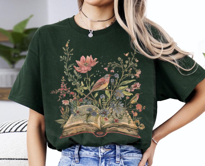 Book Flowers Shirt, Reading Book Tee, Book Lover Sweater, Minimalist Flower Shirt, Floral Book Tee, Librarians Shirt, Flowers Bookworm Tee