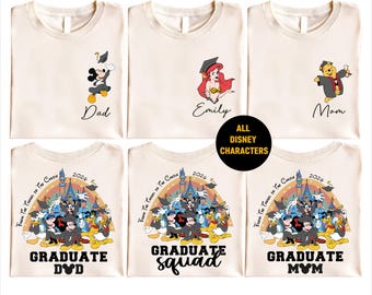 Disney Graduate Squad Shirt, Class Of 2026 Sweater, Family Matching Tees, Senior Class Sweatshirt, Disney Characters Grad 2026 Tee