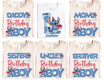 Stich Geburtstag Junge Shirt, Disney 1. Geburtstag T-Shirt, Familie Geburtstag Passendes T-Shirt, Disney Birthday Squad Pullover, Geburtstag Shirt
