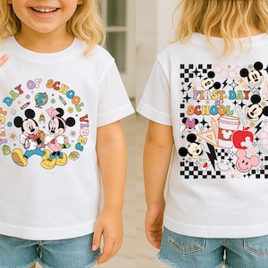 Camiseta Disney &quot;Primer día de clases&quot;, camiseta Mickey Minnie &quot;Vida escolar&quot;, camiseta Disney &quot;Regreso a clases&quot;, camiseta &quot;Primer día de clases&quot;, camiseta preescolar