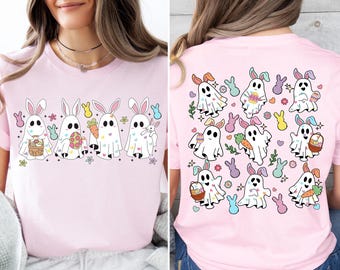 Koszulka z duchem wielkanocnego zajączka, upiorny wielkanocny sweter, bluza z duchem wielkanocnym, koszulka z pisankami, bluza z kapturem z wielkanocnym zajączkiem, koszulka z wielkanocnymi wibracjami