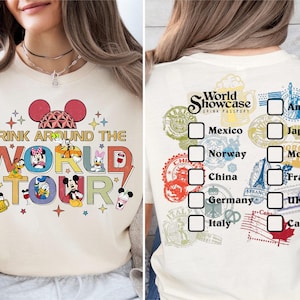 Koszulka Drink Around The World, Sweter Drinking Team Tour, Koszulka Drinking Around World, Koszulka Disney World Showcase, Bluza z kapturem Disneyland Trip