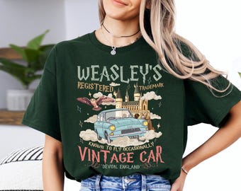 Wizard Flying Car Shirt, Vintage Flying Car T-Shirt, Wizard Magical Adventure Sweater, Wizarding World Sweatshirt, Bookish Wizard Tee