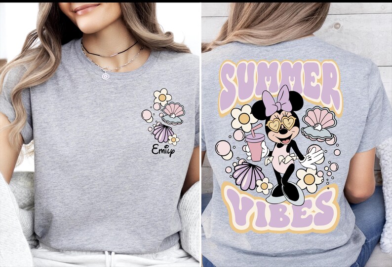 a woman wearing a shirt that says summer vibes