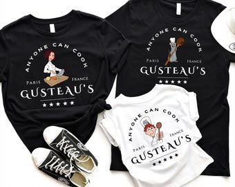 Camiseta "Qualquer um pode cozinhar" do Gusteau, Camiseta "Ratatouille Paris França", Suéter com os personagens de Ratatouille, Camiseta "Amigos na Cozinha", Moletom do Chef Remy
