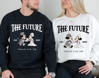Disney Zukunft Mr Mrs Shirt, Disney Hochzeit T-Shirt, Micky Bräutigam und Minnie Braut T-Shirt, Disneyland Verlobung Pullover, Disney Paar Shirt