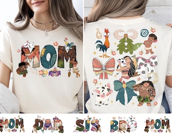 Disney Moana Familie T-Shirt, personalisiertes Moana Mom Dad Sweatshirt, Disney Moana Maui Hei Hei Shirt, Disney Trip T-Shirt, Prinzessin Moana Shirt