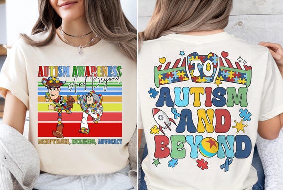 Toy Story Autism Awareness Shirt, To Autism And Beyond Sweater, Buzz & Woody Autism Tee, Inclusion Sweatshirt, It's Ok To Be Different Shirt