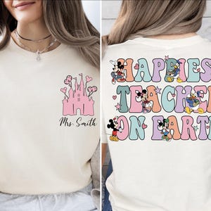 Disney Happiest Teacher On Earth Shirt, Disney School Teacher T-Shirt, Back To School Sweater, Disney Castle First Day of School Sweatshirt