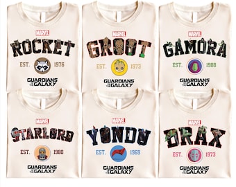 Camiseta de Guardianes de la Galaxia, suéter de personajes de Guardianes de Marvel, camiseta de superhéroes de Marvel, camiseta a juego de Guardianes, camiseta de Los Vengadores de Marvel