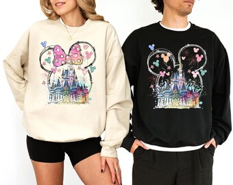 Sweatshirt Disneykasteel, bijpassend T-shirt Disney koppel, hoofdtrui Mickey Minnie, T-shirt Magic Kingdom, WDW-shirt familievakantie