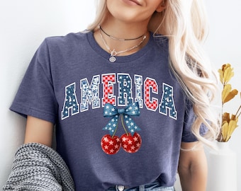 Shirt Amerika Cherry 4 juli, shirt patriottische kers, Amerikaans shirt, shirt van Fourth Of July, shirt Memorial Day, shirt Independence Day