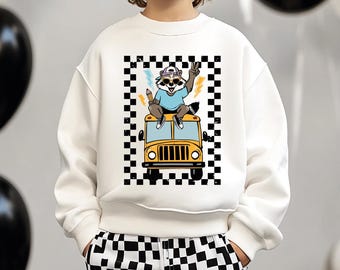 Back To School Raccoon Shirt, School Bus Raccoon Shirt, First Day Of School Shirt, Kids School Shirt, School Life Sweater, Raccoon Shirt