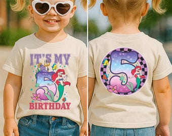 Koszulka Ariel z okazji moich urodzin, koszulka dla dziewczynki z okazji urodzin, koszulka Disneya z Małej Syrenki, bluza z nadrukiem księżniczki Ariel, sweter urodzinowy księżniczki