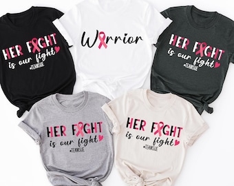 Her Fight Is Our Fight Breast Cancer Support Shirt, Breast Cancer Awareness Sweater, Breast Cancer Fighter Tee, Cancer Survivor T-Shirt