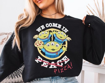 Toy Story We Come In Pizza Shirt, Pixar Toy Story Aliens T-Shirt, Pizza Planet Tee, Disney Toy Story Land Shirt, Toy Story Green Aliens Tee