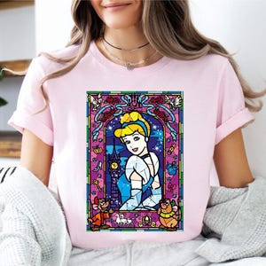 Disney Cinderella Sweatshirt, WDW Princess T-Shirt, Cinderella Stained Glass Tee, Magic Kingdom Sweater, Cinderella Jaq and Gus Gus Shirt