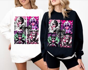 Disney Villains Pink Valentine T-Shirt, Bad Witches Tee, Halloween Villain Gang Sweatshirt, Disney Villians T-Shirt, Anti Valentine Sweater