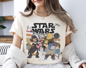 Koszulka z Kubusiem Puchatkiem z Gwiezdnych Wojen, koszulka z Kubusiem Puchatkiem i Przyjacielami Niech Moc będzie z Tobą, koszulka Galaxy's Edge, koszulka Hollywood Studios, koszulka z Gwiezdnych Wojen