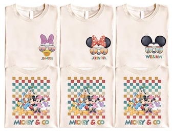 Retro Mickey Minnie Shirts, Retro Mickey and Friends Shirt, Retro Disney Trip Shirt, Checkered Mickey Shirt, Disney Family Vacation Shirt