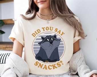 Camiseta "¿Dijiste Snacks?", suéter de Pocahontas de Disney, camiseta de Magic Kingdom, sudadera de Disney Snacks, camiseta de Meeko Raccoon, camiseta de Snacking Around