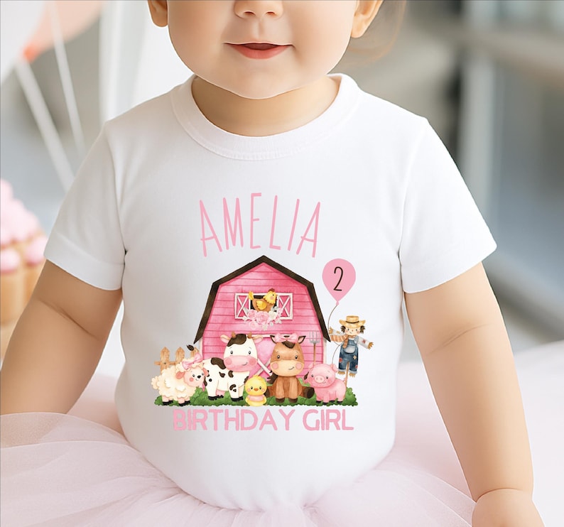 Farm Birthday Gril Shirt, Birthday Barnyard T-Shirt, Farmhouse Birthday Tee, Farm Animal Shirt, Birthday Girl Toddler Sweater, Farm Girl Tee