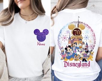 T-shirt Disneyland Resort, shirt Disneyland 70e verjaardag, WDW-sweater familievakantie, bijpassende trui Mickey&Co, T-shirt Magic Kingdom