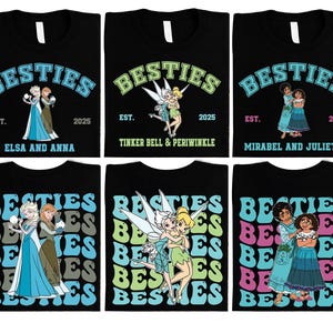 four t - shirts with cartoon characters on them