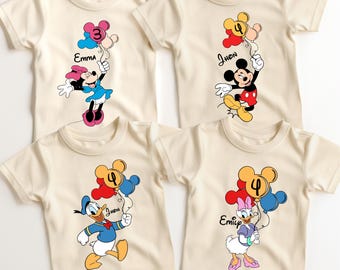 Disney Mickey & Co födelsedagströja, Disney födelsedagsgrupptröja, Disney Mickey Ballongtröja, Matchande födelsedagströja för familjen, Födelsedagsresa-tröja