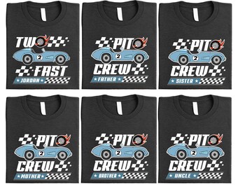 Pit Crew Race Car Birthday T-Shirt, Family Matching Tee