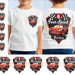 Four Speed Birthday Shirt, Lightning McQueen Birthday Tee, Pit Crew Birthday T-Shirt, Disney Birthday Sweater, Cars Birthday Boy Sweatshirt